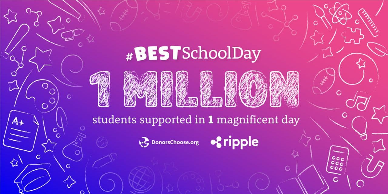 Image for Ripple and Its Executives Proud to Support America’s Public Schools with $29 Million XRP Donation to DonorsChoose.org