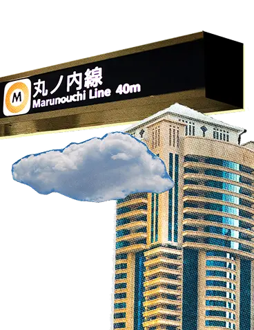 Image of buildings, clouds, and banknotes